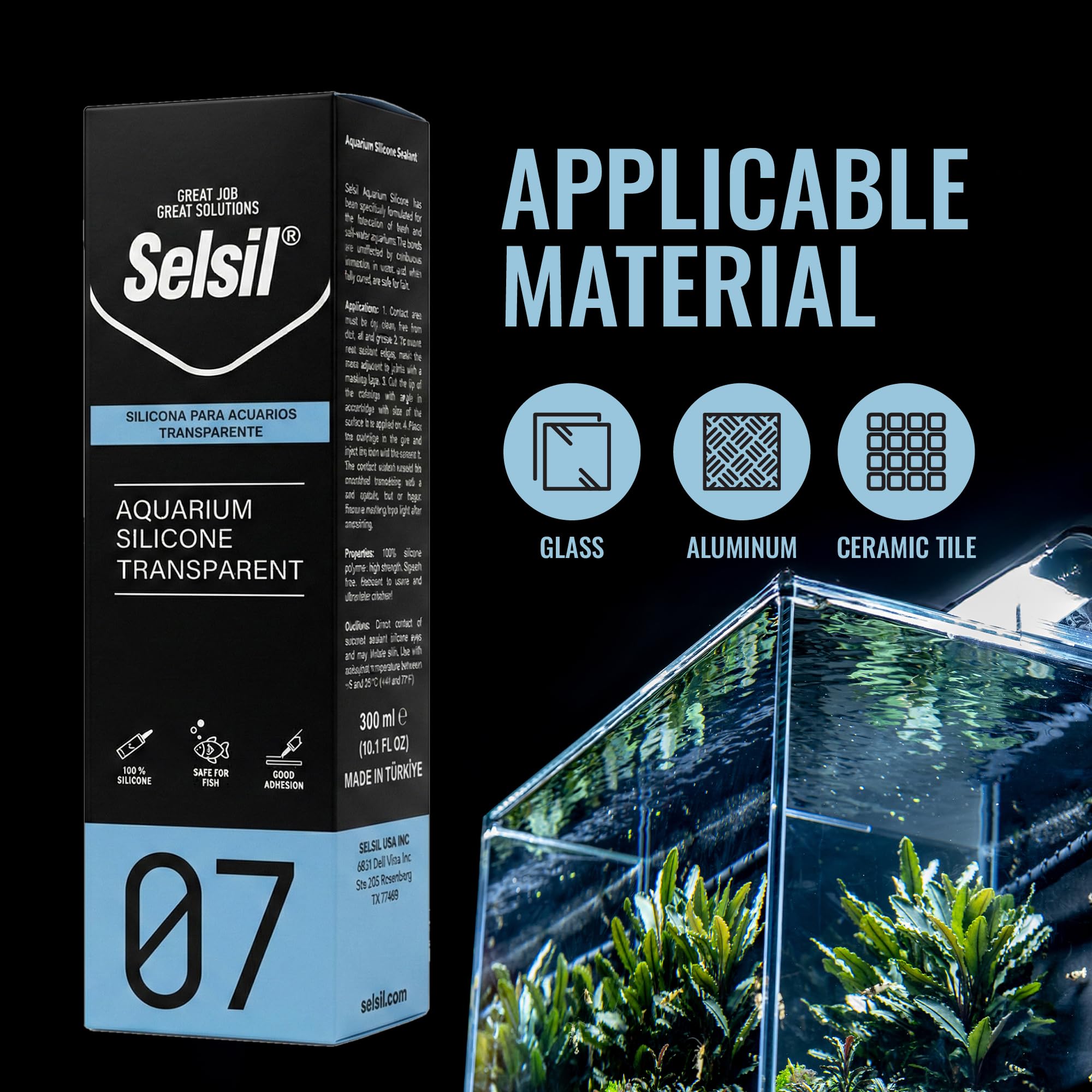 selsil joint appliqué sur verre d'aquarium garantissant étanchéité sûre