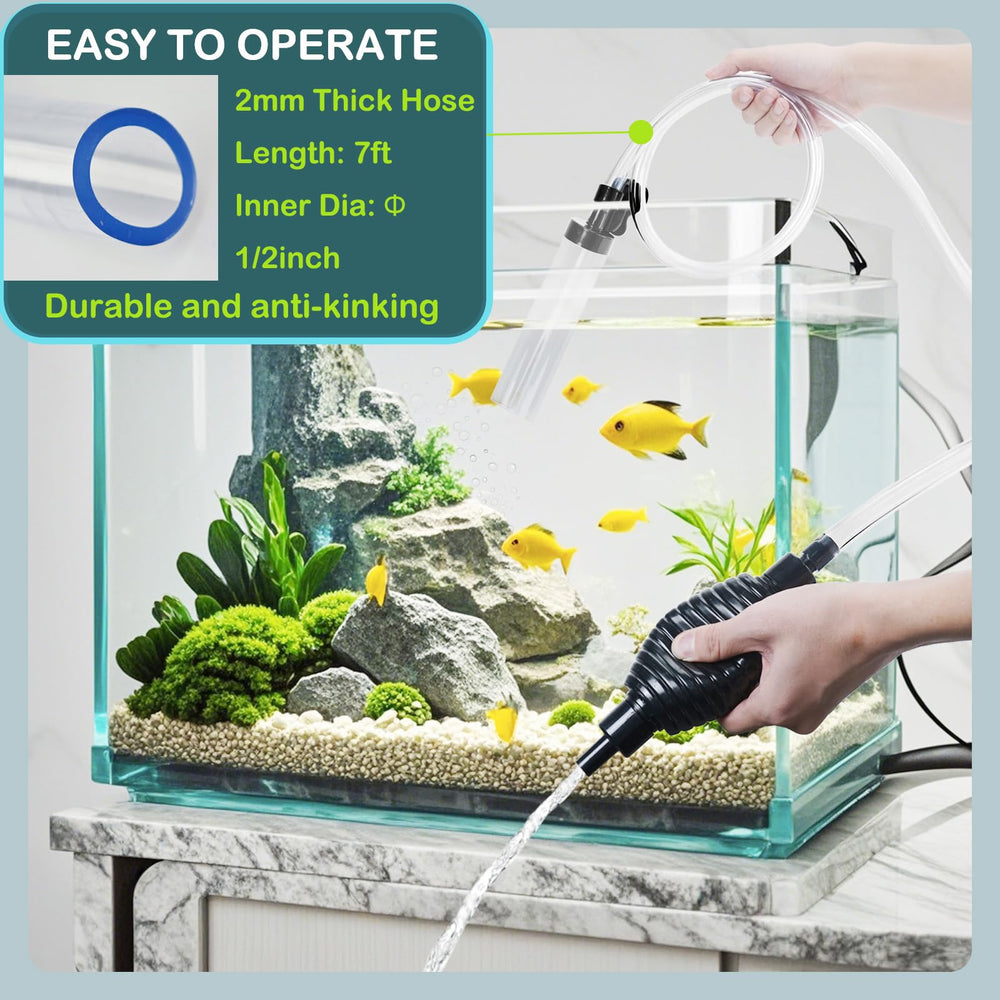 Seltomer siphon en usage vidangeant un aquarium pour un changement d'eau rapide