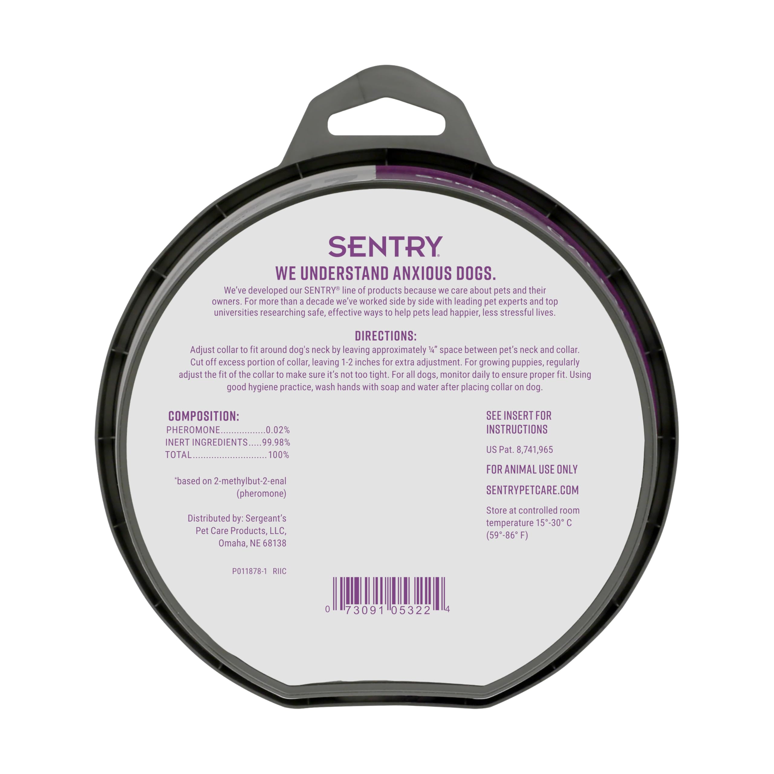Sentry collier dans un salon apaisant illustrant usage quotidien