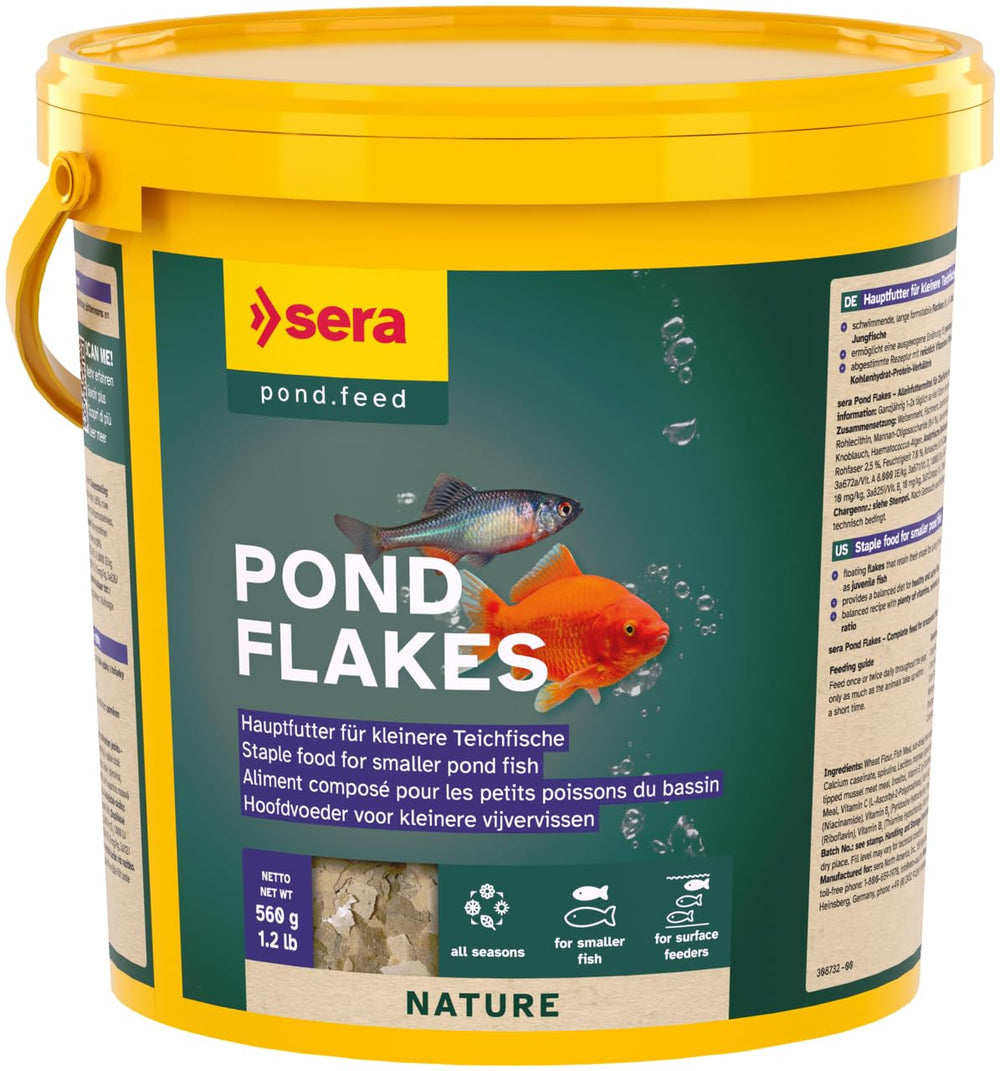 Sera Pond Flakes emballage avant montrant la quantité et l'usage
