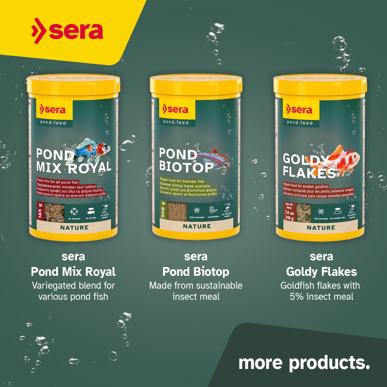 Sera Pond Flakes juvéniles en consommation soutenant la croissance