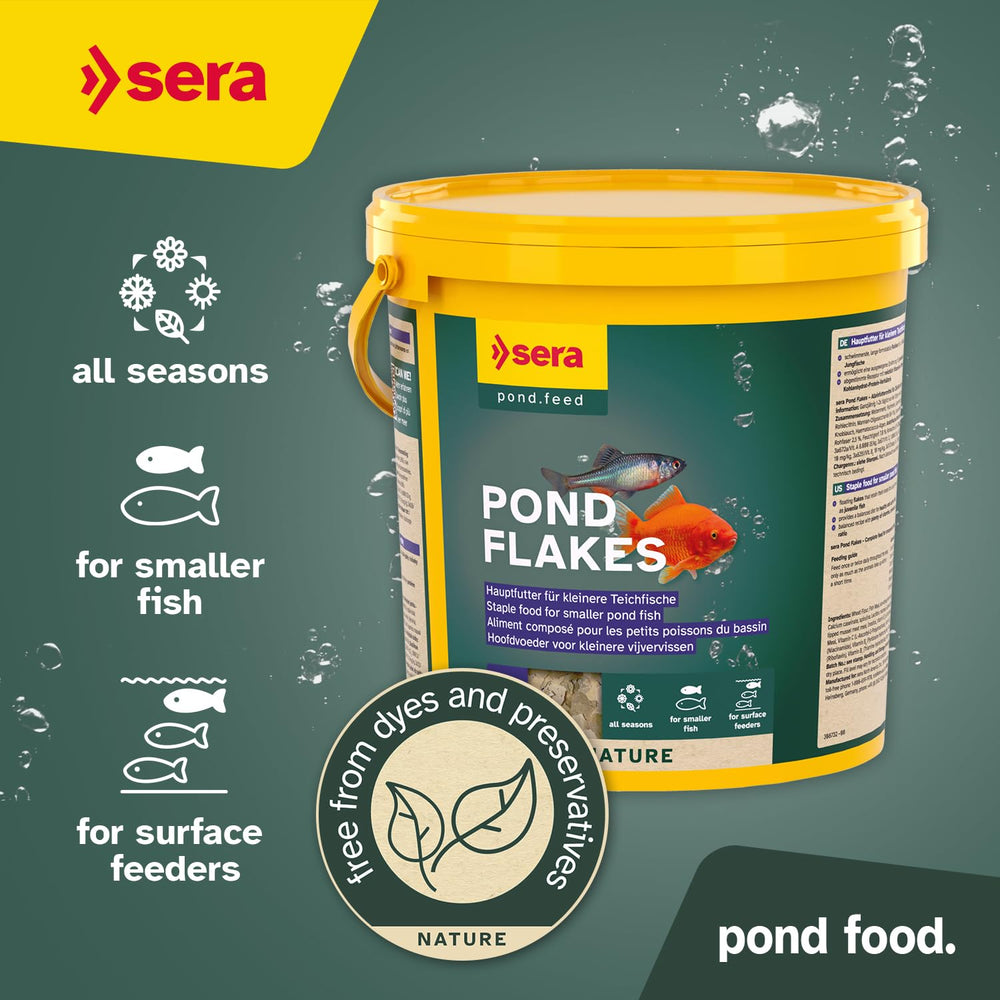Sera Pond Flakes texture détaillée garantissant stabilité et flottabilité