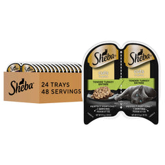 Sheba emballage avant dinde montrant portion pratique et attrayante
