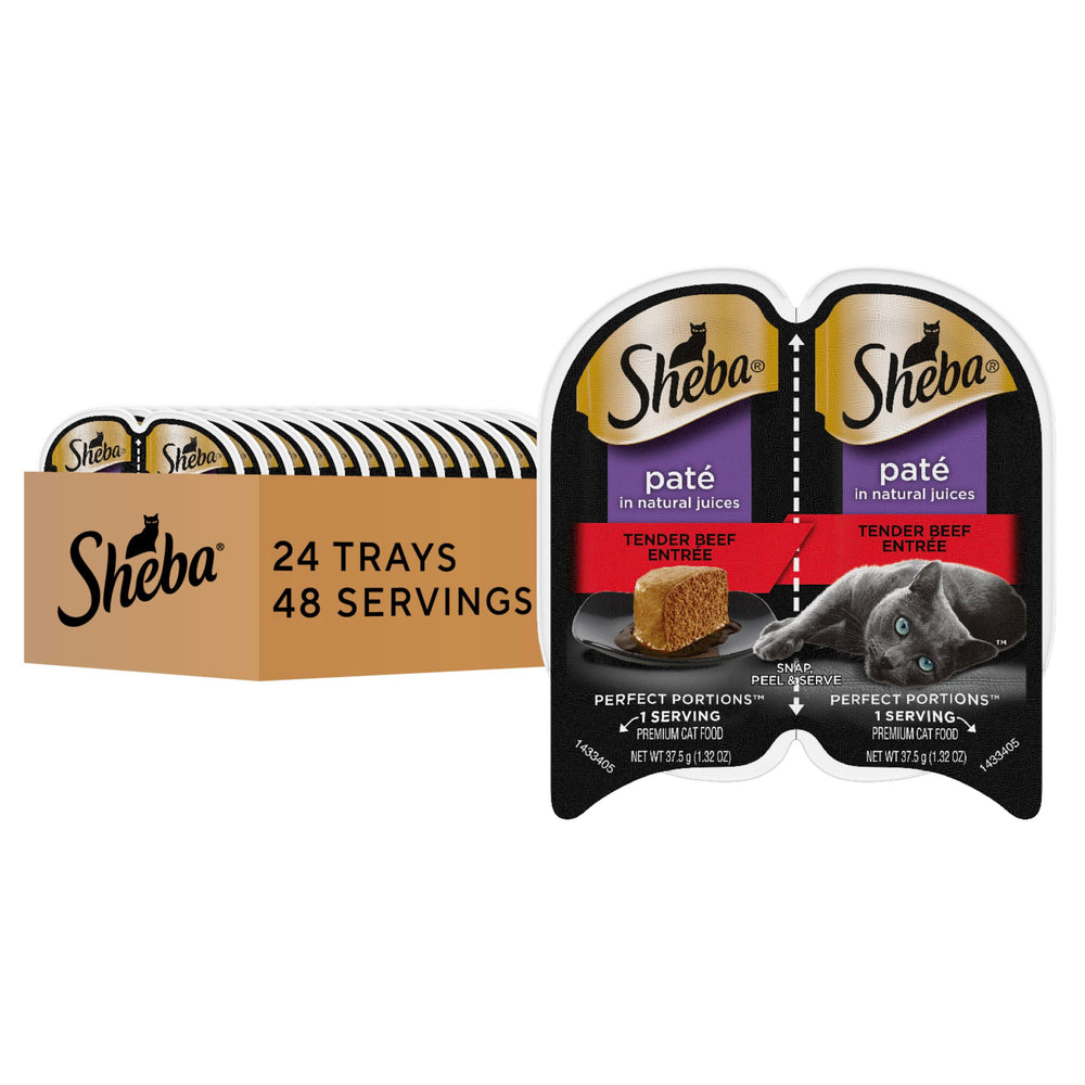 Sheba emballage frontal Tender Beef montrant format pratique
