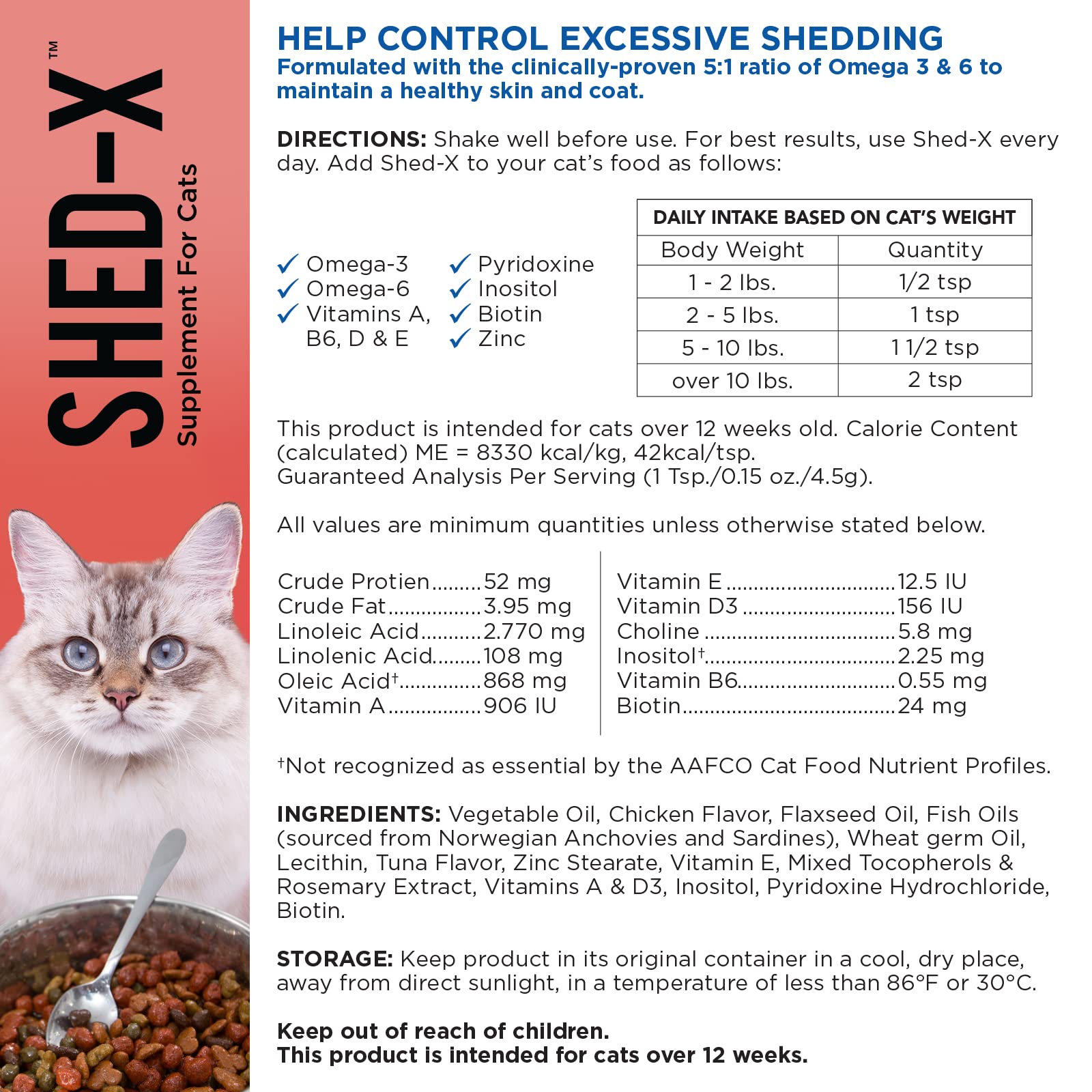 Chat qui mange bol mélangé avec Shed-X, favorise appétence et acceptation