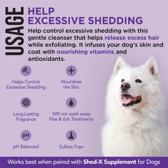 Shed-X shampooing appliqué sur chien en bain pour nettoyage efficace