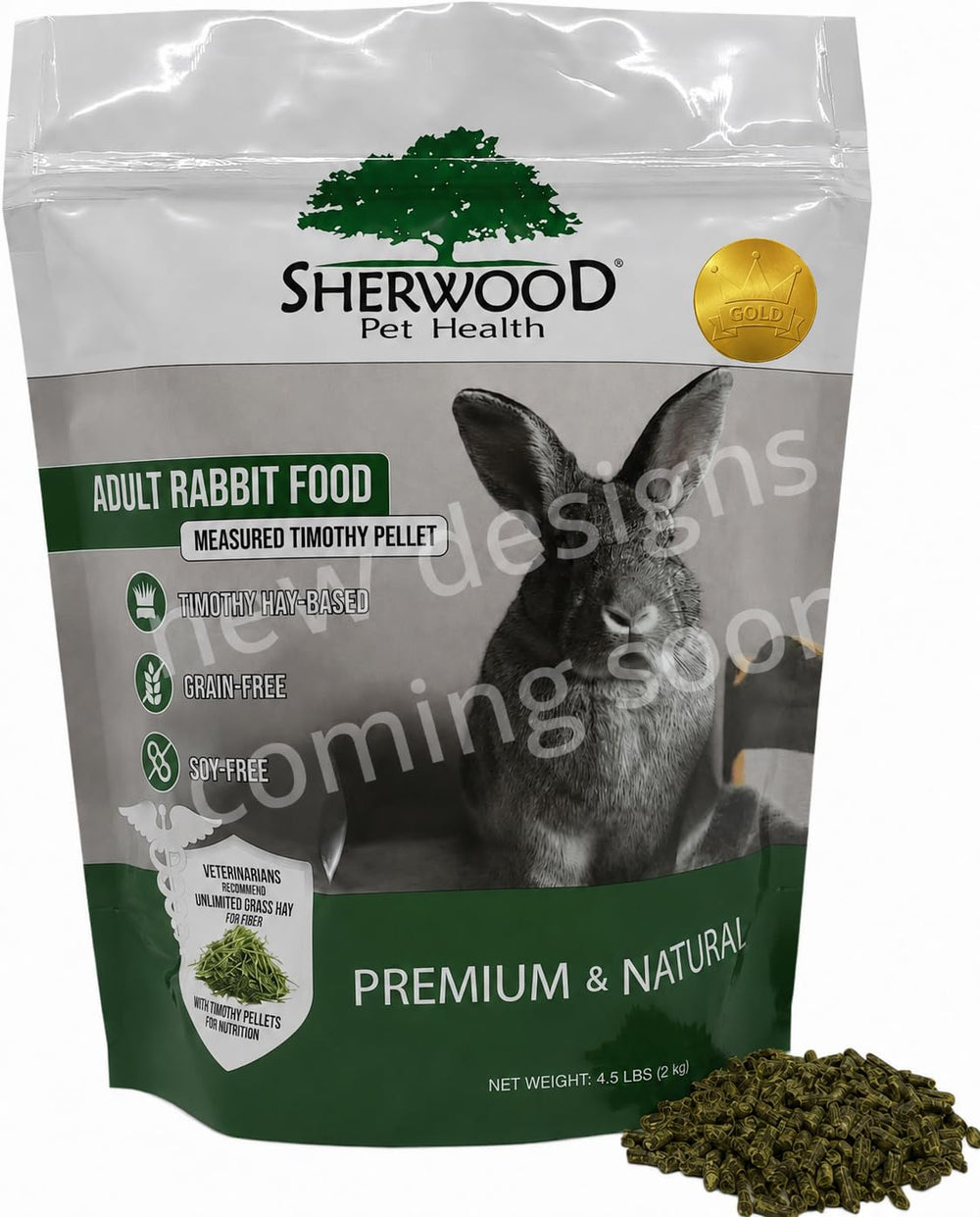 Sherwood Pet Health face avant de l'emballage montrant la formulation riche en foin
