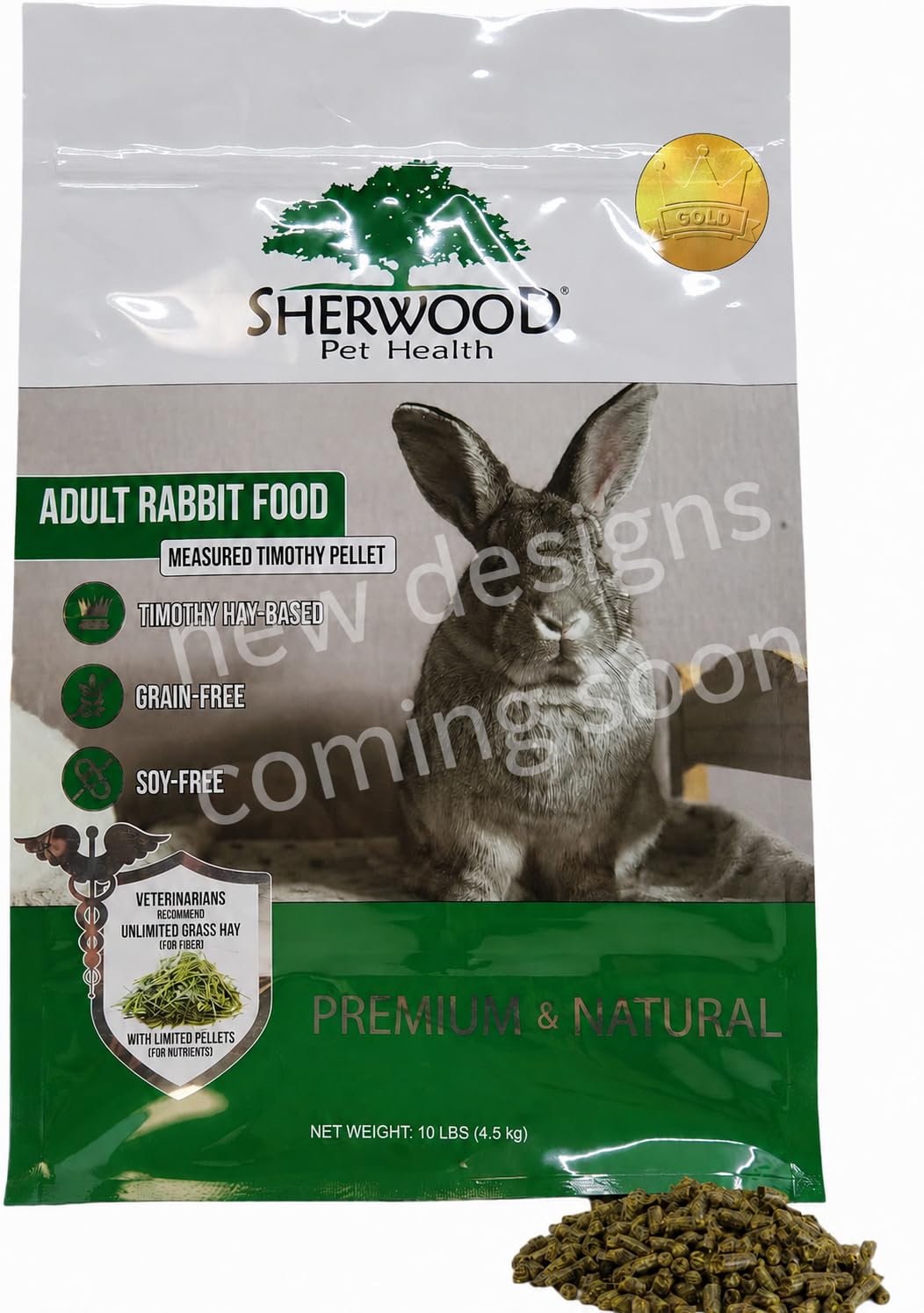 Sherwood Pet Health emballage avant montrant 10 lb et bénéfice conservation