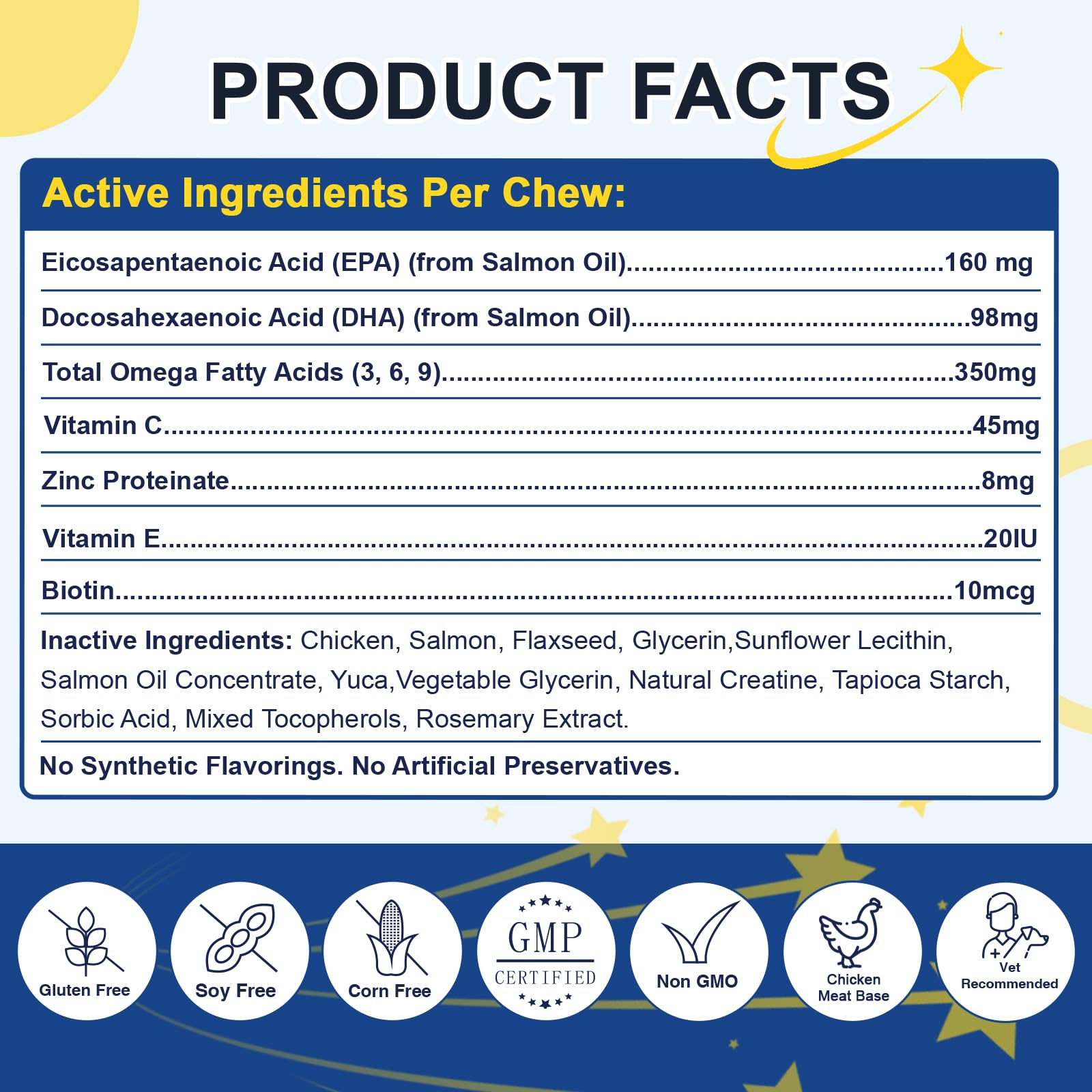 SHINEPAWS détail étiquette affichant EPA DHA zinc et vitamines