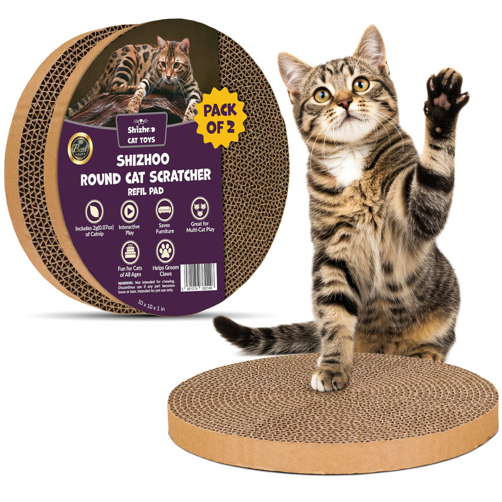 Shizhoo face du pad montrant la surface en carton ondulé, attractif pour le chat