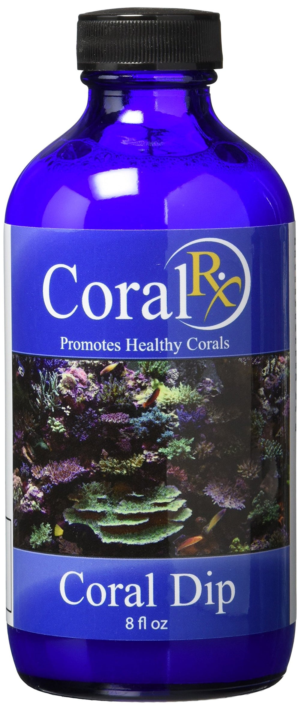 Shore Aquatic bouteille Coral Rx face avant montrant étiquette et capacité, protection des coraux