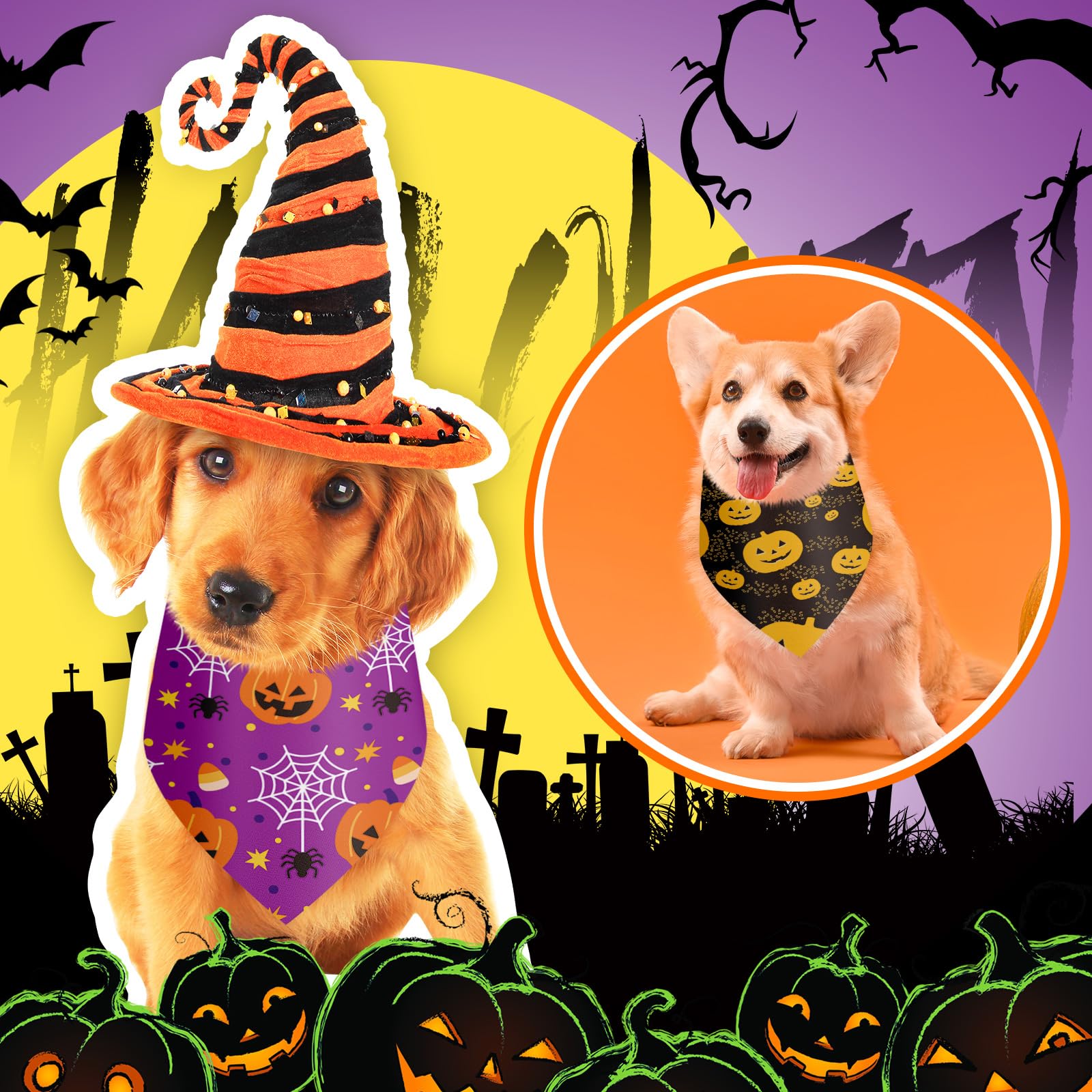 Shyyween bandana porté par un chien lors d'une fête, rendu festif immédiat