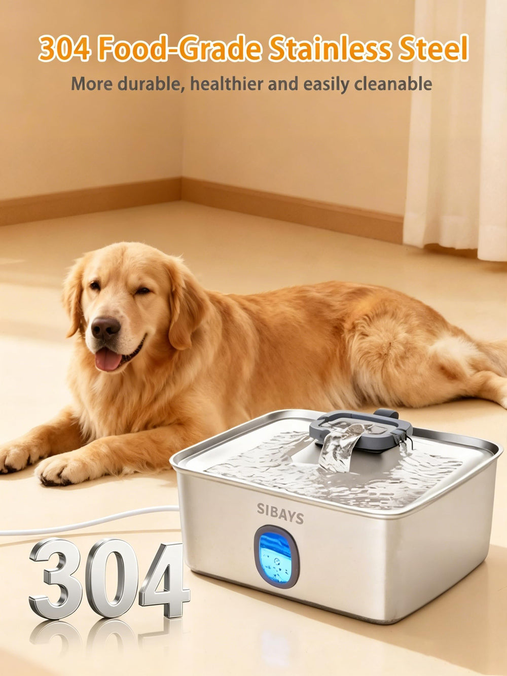 SIBAYS détail acier inoxydable résistant et hygiénique pour animaux