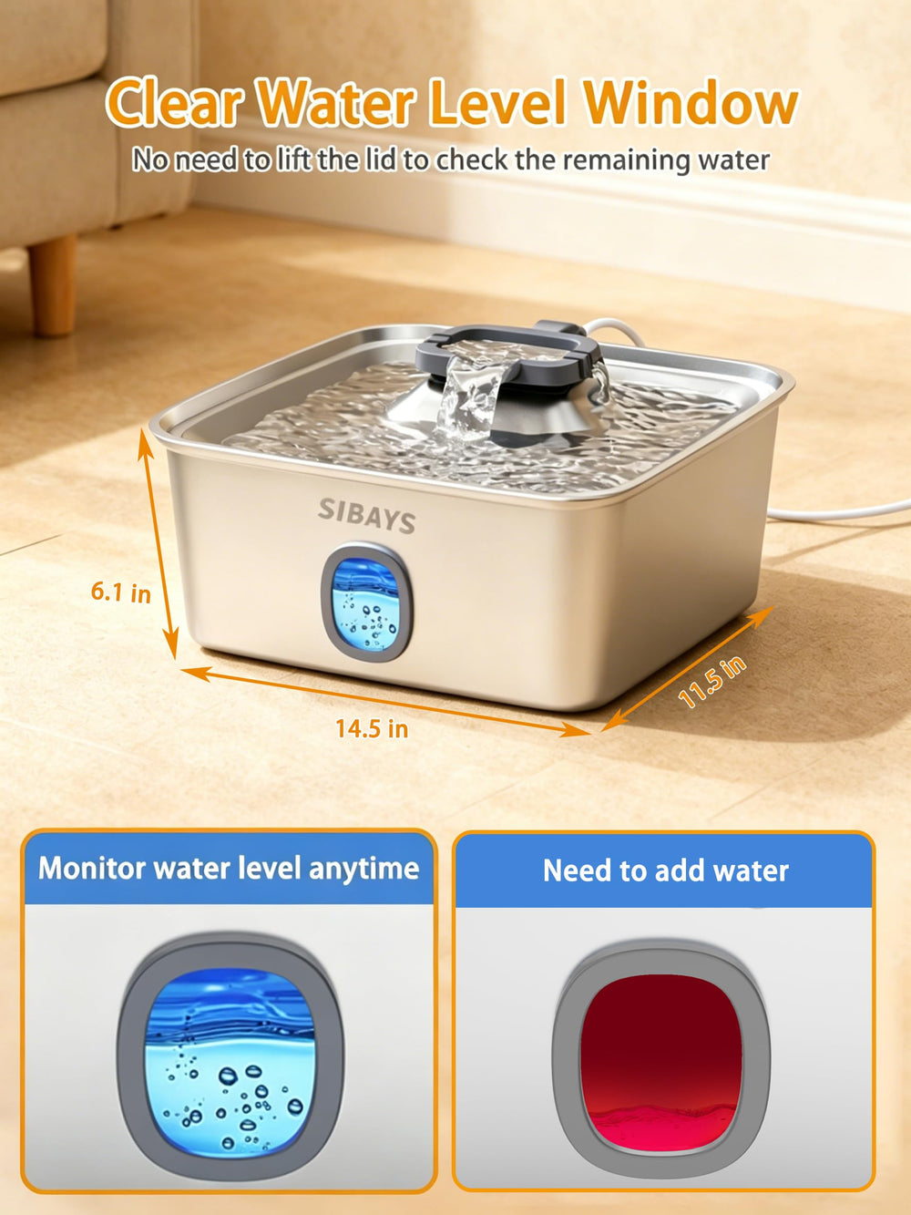 SIBAYS fontaine en usage avec grand chien encourageant hydratation saine