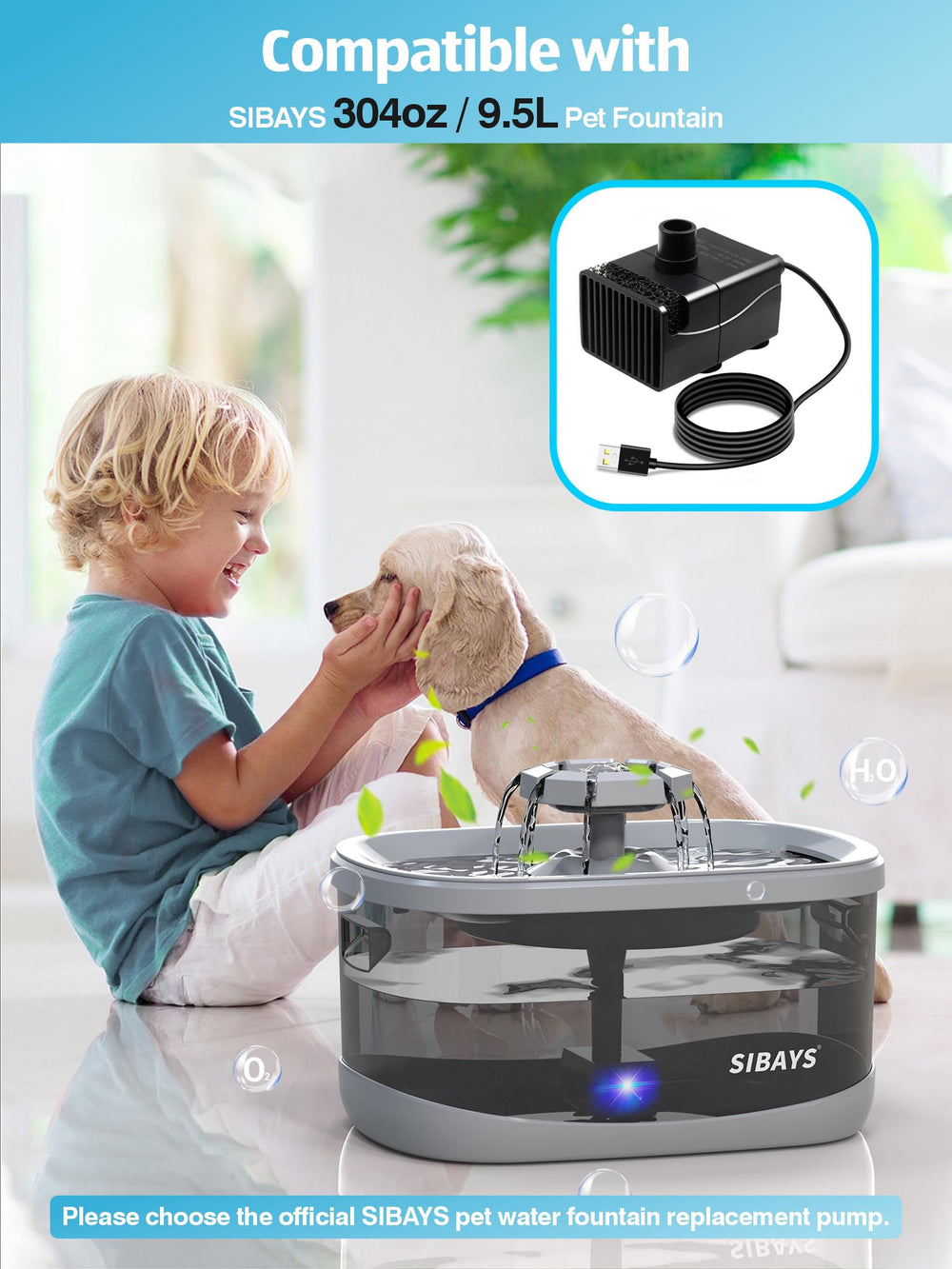 SIBAYS pompe en usage dans fontaine apportant eau propre et silence