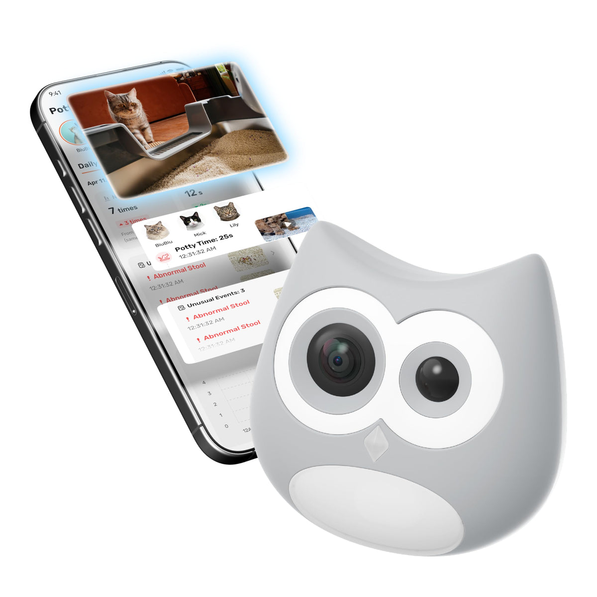 SiiPet LitterLens face avant montrant design compact et visibilité améliorée