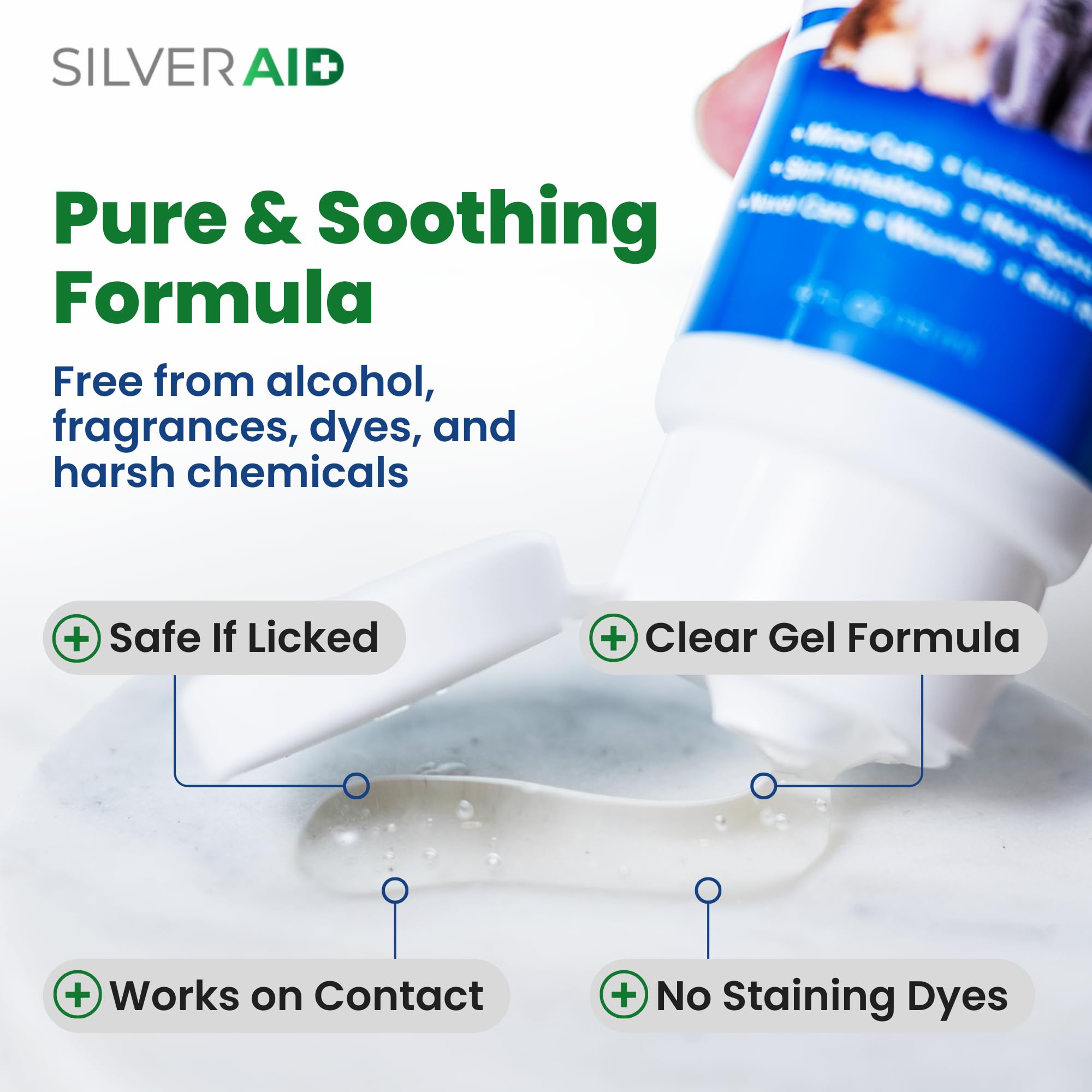 SilverAid gel application sur chien illustrant soin apaisant local