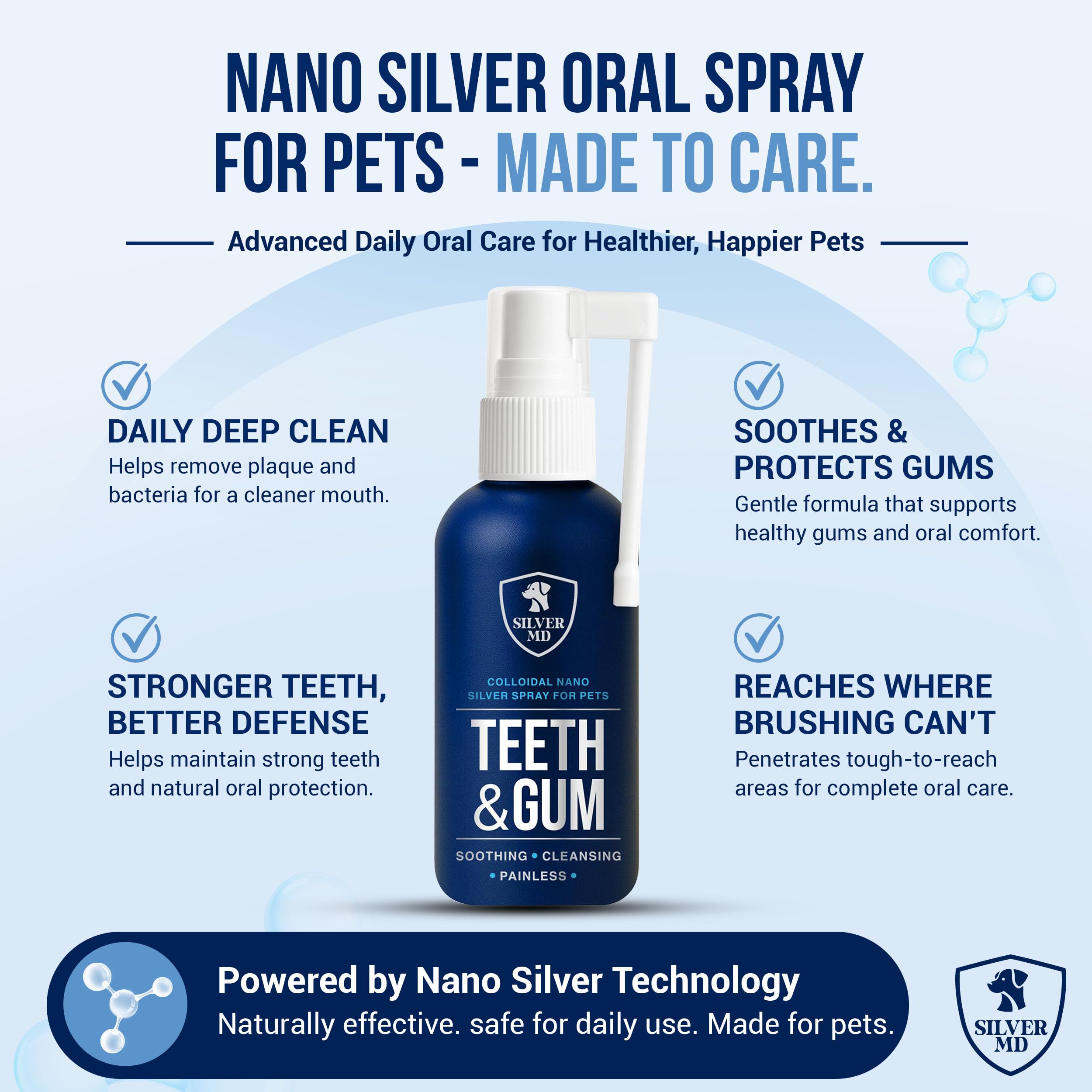 SilverMD spray en usage sur chat pour soutien doux des gencives