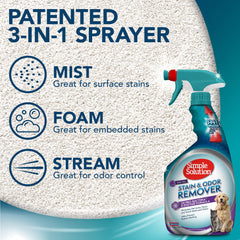 Simple Solution brume vaporisée sur canapé pour neutraliser odeurs de façon uniforme