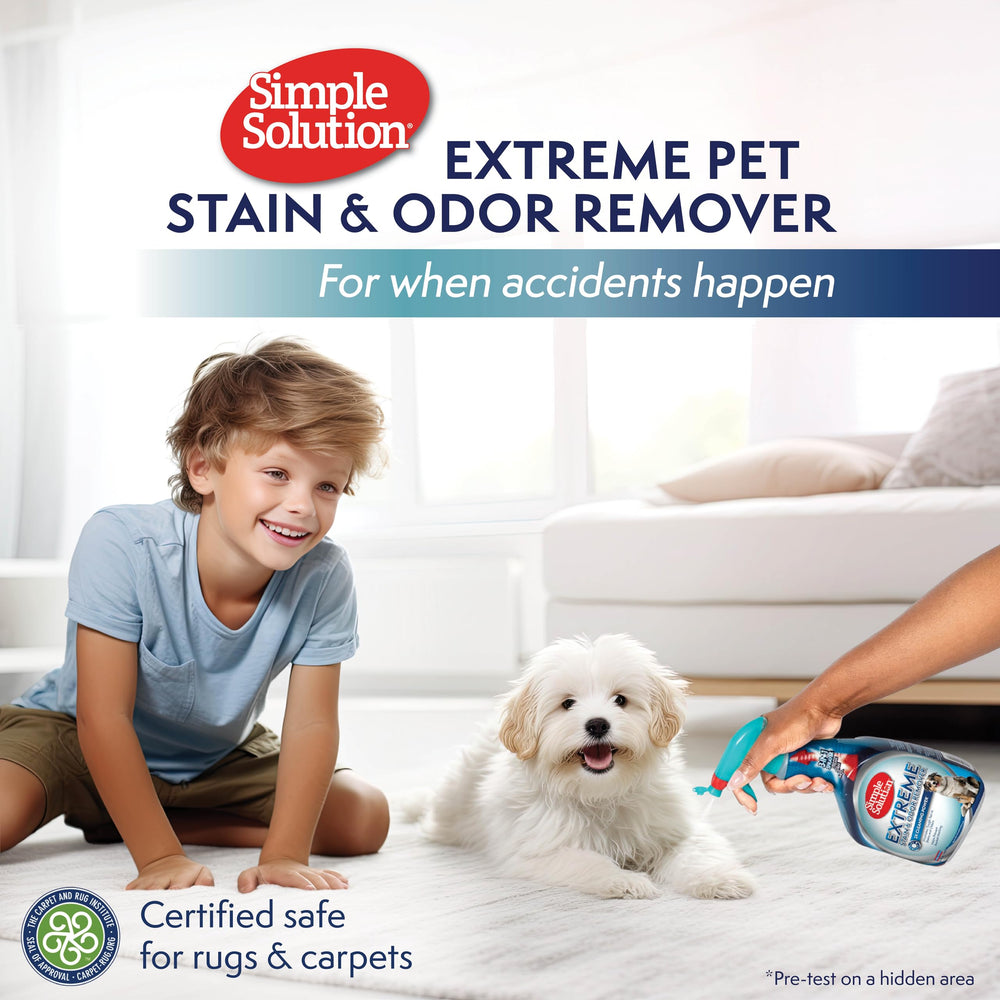 Simple Solution prétraitement linge montrant taches traitées avant lavage