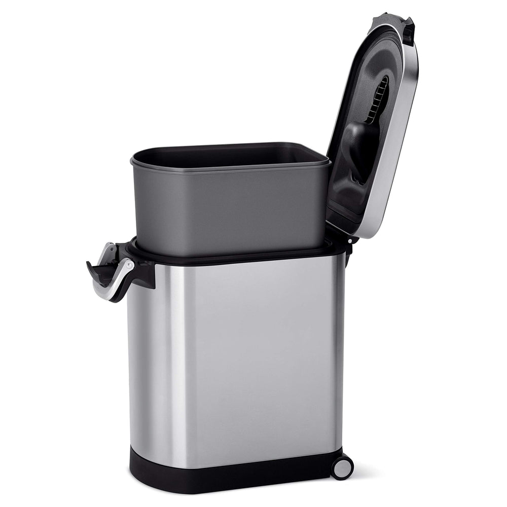 simplehuman pelle magnétique rangée sous le couvercle pour dosage rapide