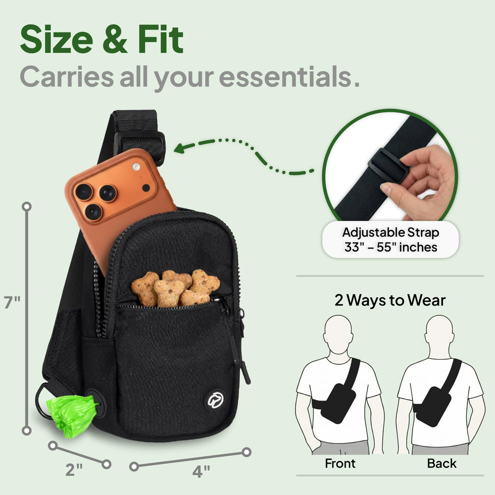 SimplePaws comparaison taille avec smartphone montrant capacité du sac