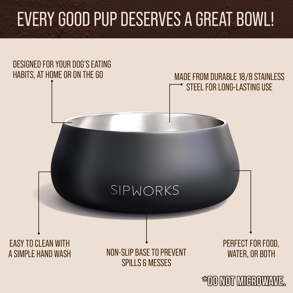 Sipworks gamelle utilisée par un chien, repas propre et calme