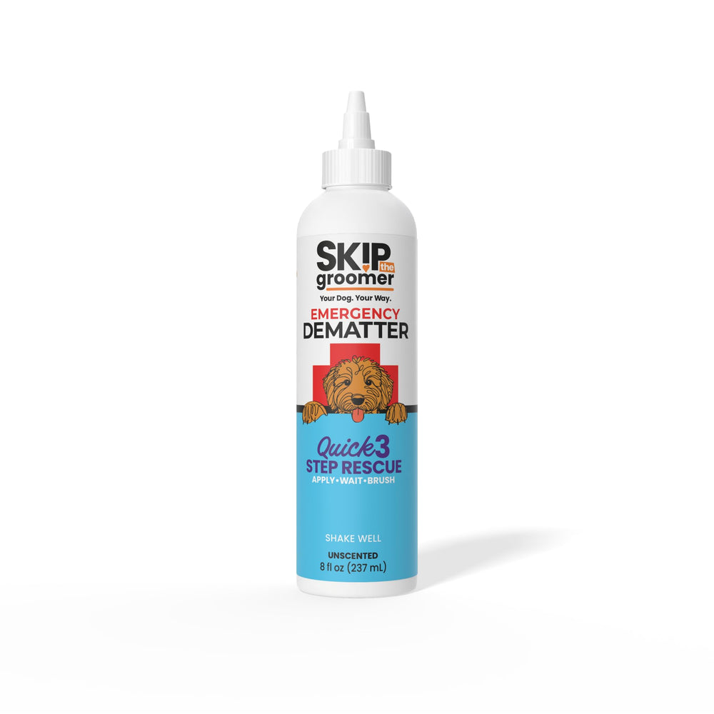 Skip the Groomer emballage avant montrant la crème 8 oz et facilité d'utilisation
