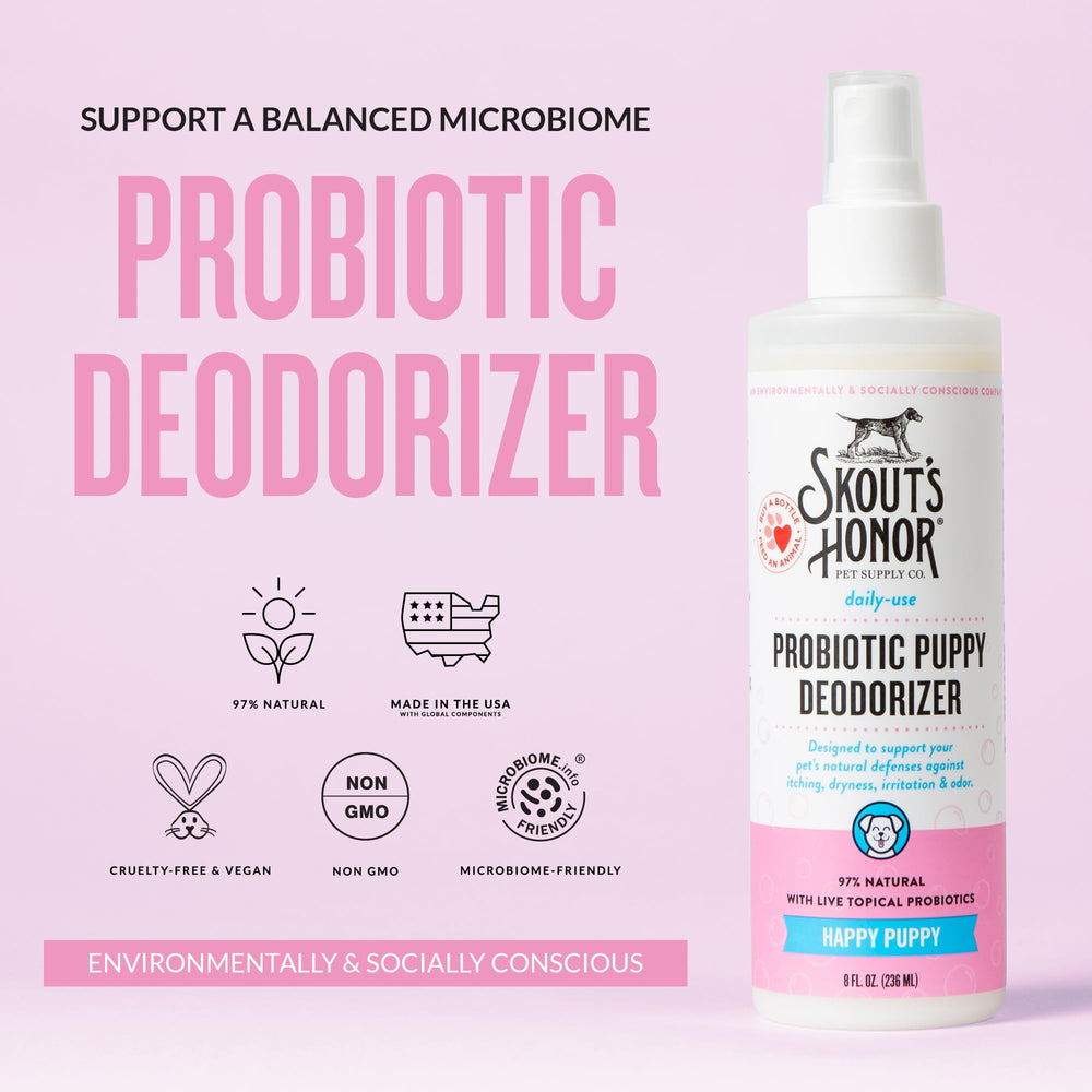 SKOUT'S HONOR gros plan étiquette probiotique indiquant bienfaits