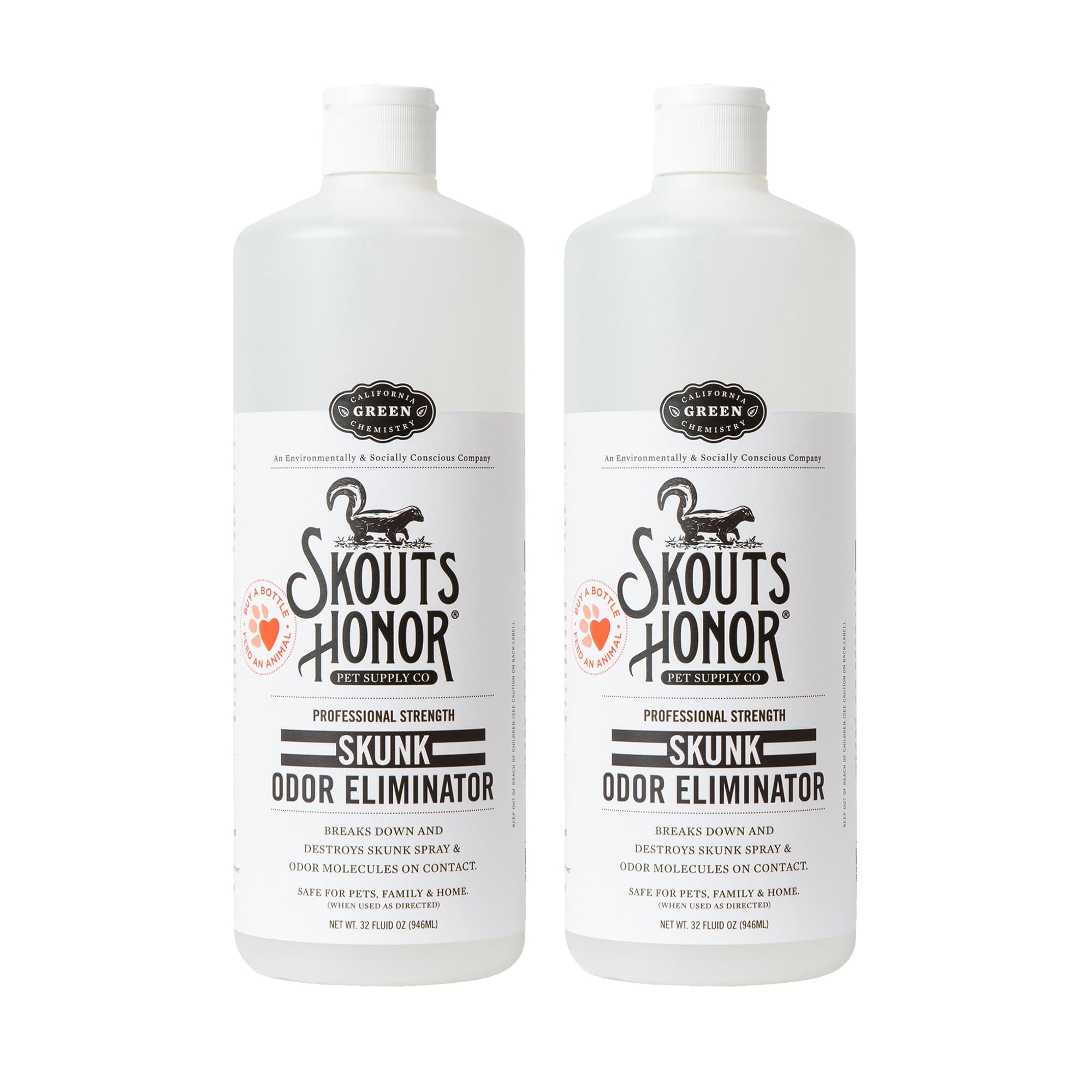 SKOUT'S HONOR flacon face 32 oz montrant emballage clair et bénéfice d'identification rapide