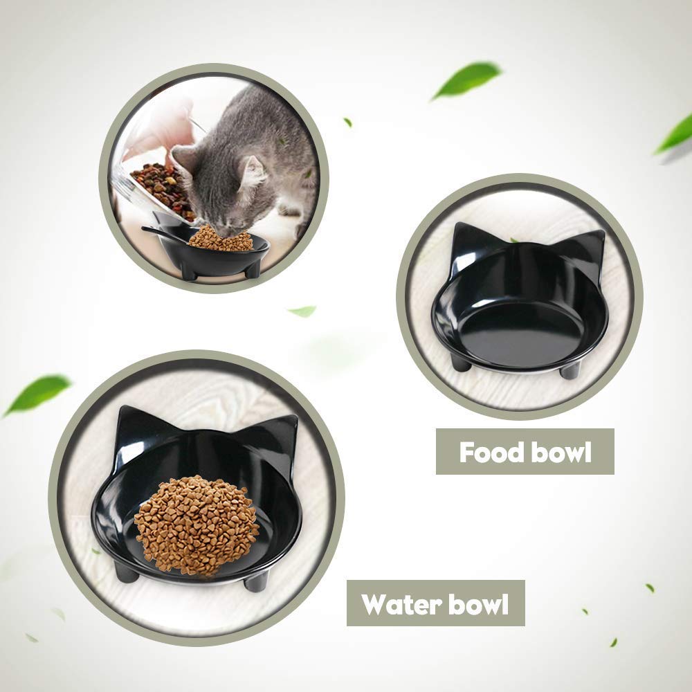 Skrtuan gamelle en usage par un chat mangeant calmement