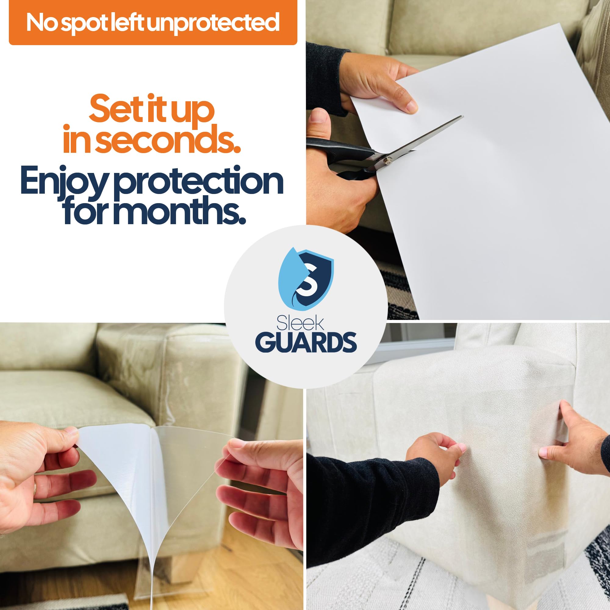 Sleek Guards feuille appliquée sur accoudoir pour protéger tissu