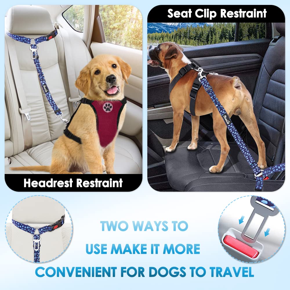 SlowTon ceinture attachée au harnais d'un chien sur siège illustrant confort