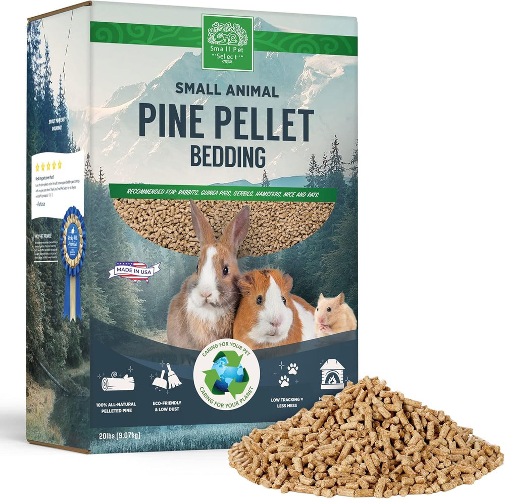 Small Pet Select emballage 20 lb montrant œil de consommateur et praticité