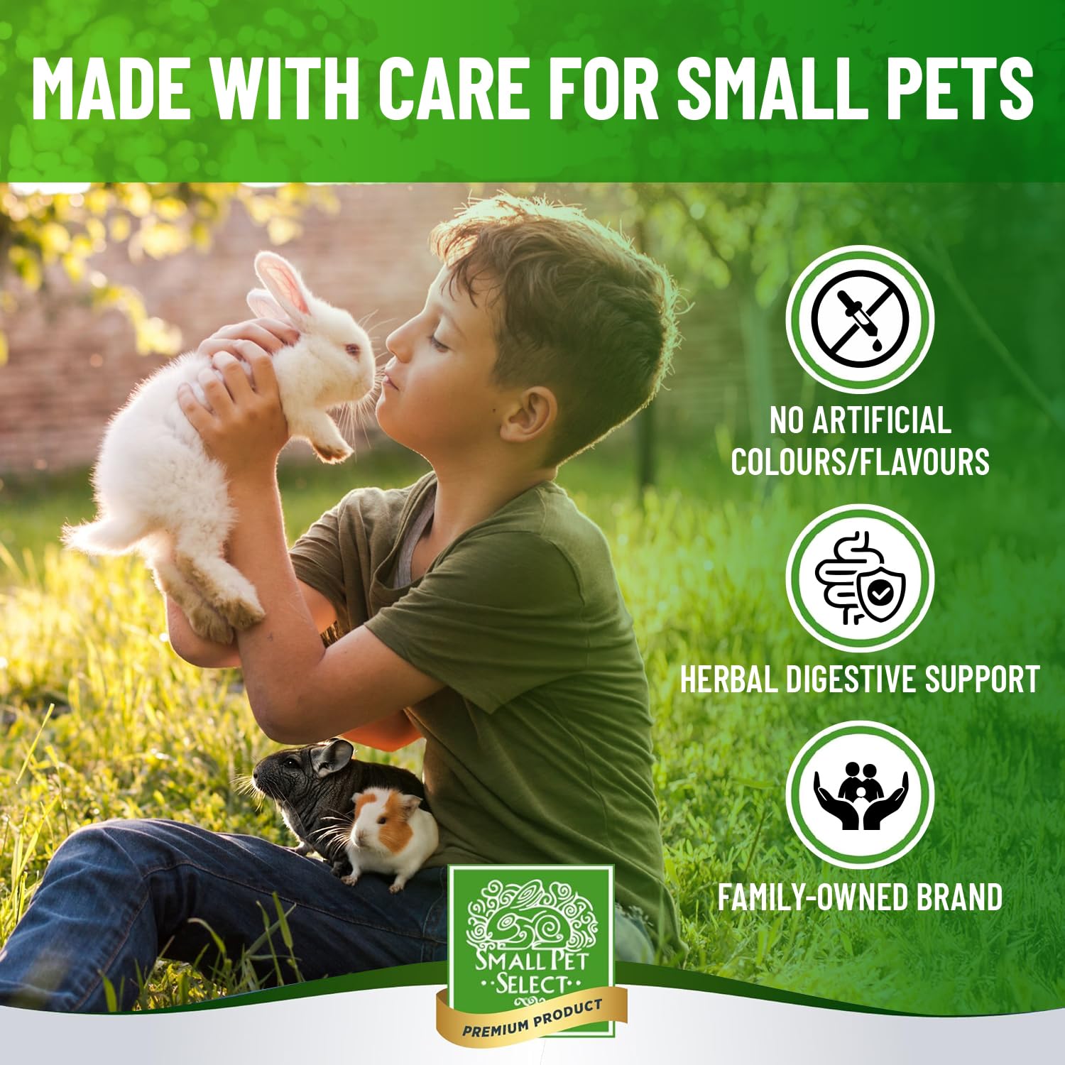 Small Pet Select étiquette composition affichant vitamines et ingrédients