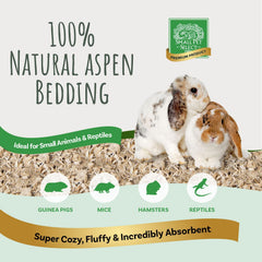 Small Pet Select gros plan copeaux d'aspen montrant texture douce et absorbante