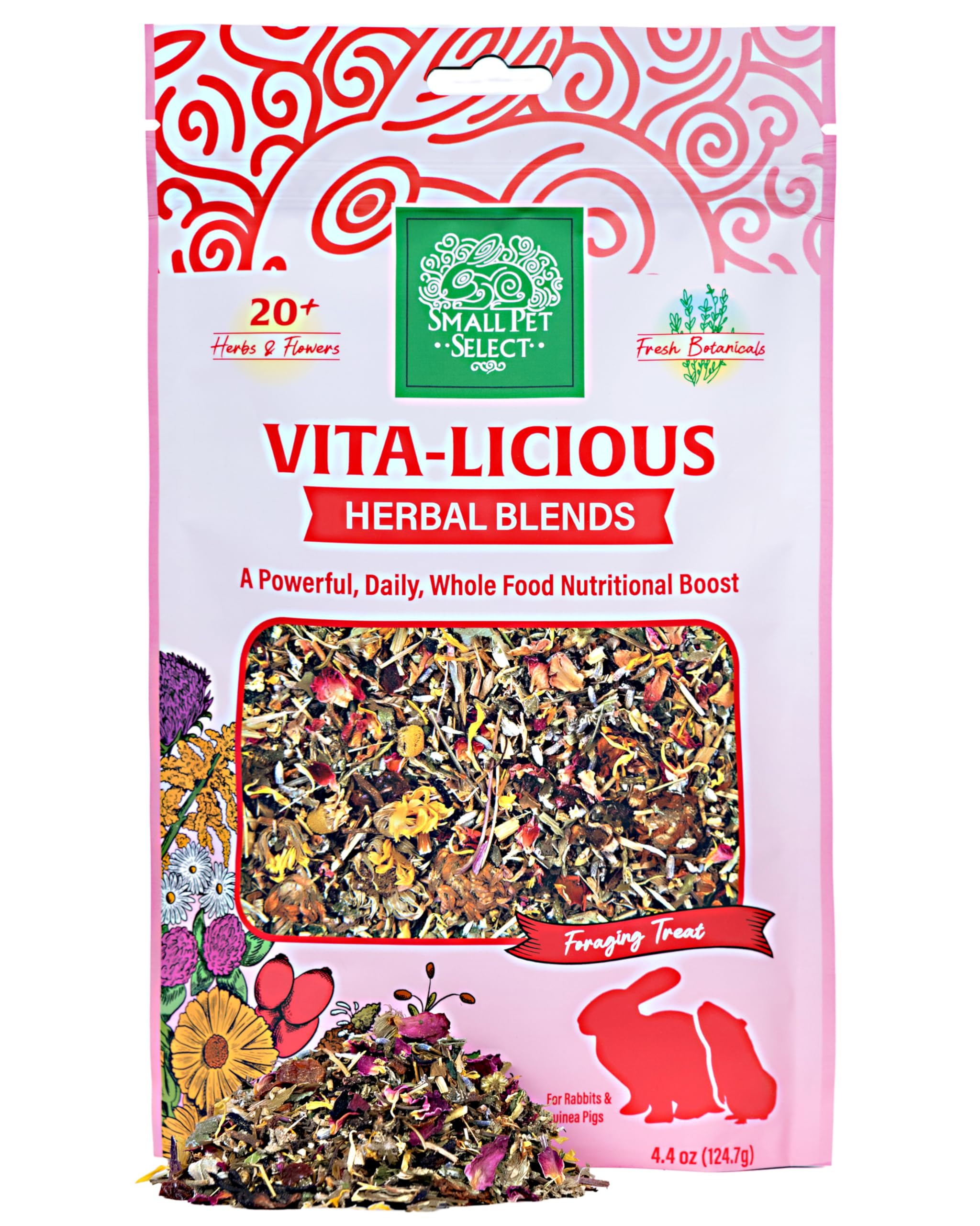 Small Pet Select emballage avant montrant friandise et informations produit bénéfique