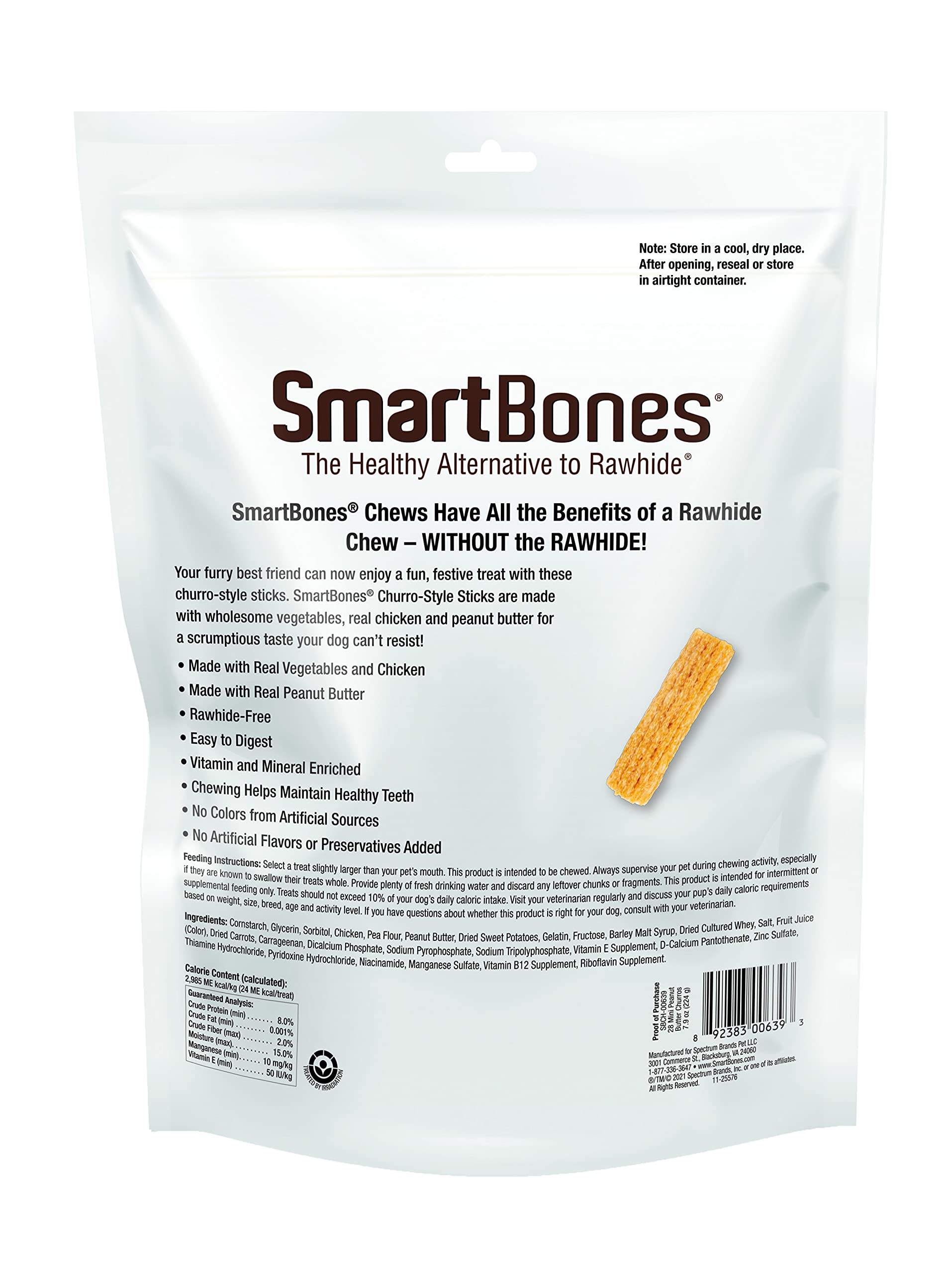 SmartBones gros plan texture churro montrant cannelures attractives et mâchabilité