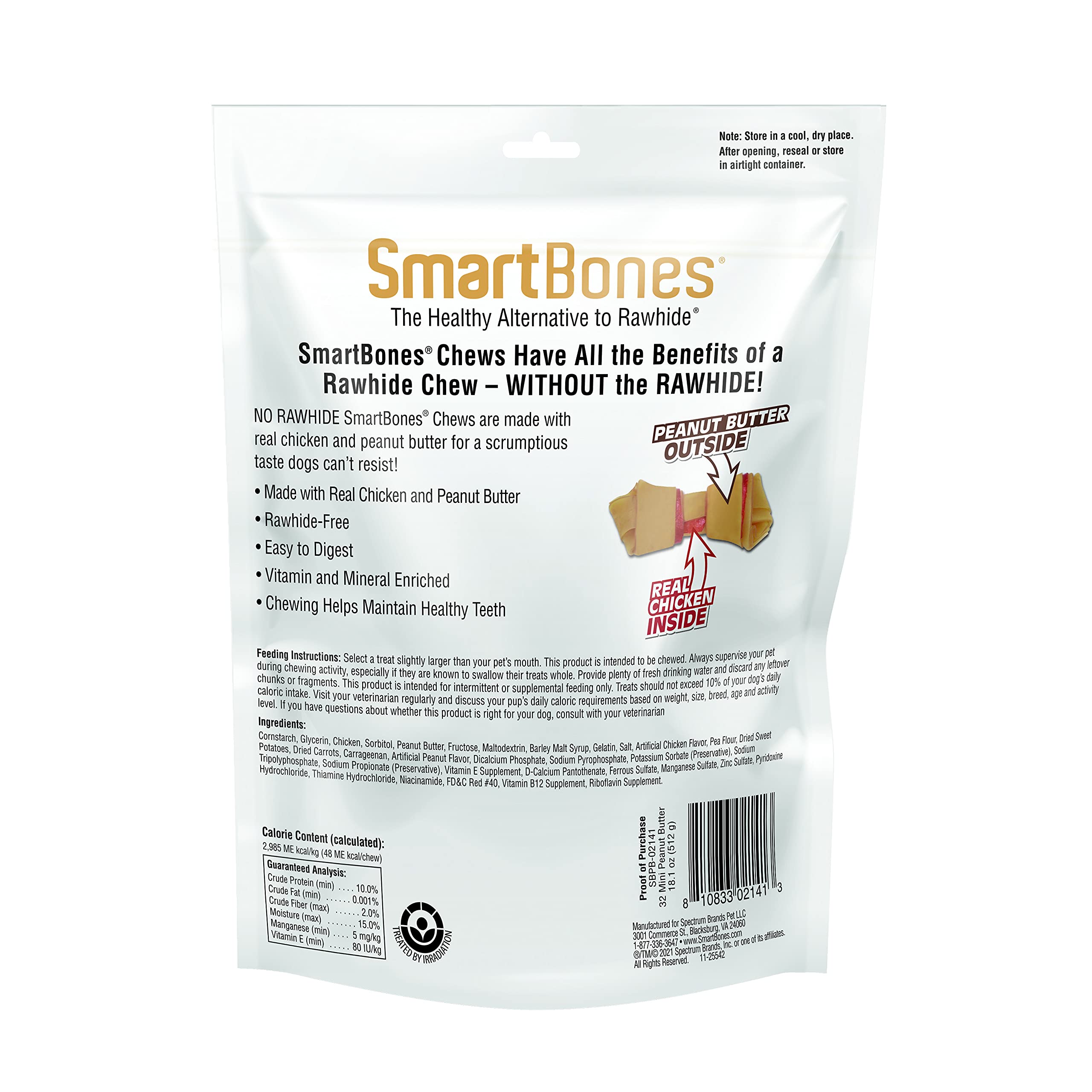 SmartBones gros plan texture montrant enrobage au beurre de cacahuète appétissant