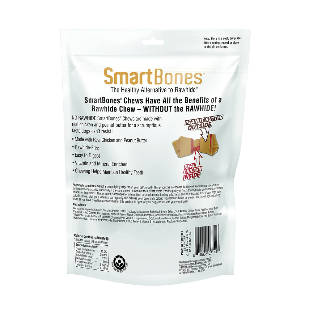 SmartBones gros plan texture montrant enrobage au beurre de cacahuète appétissant
