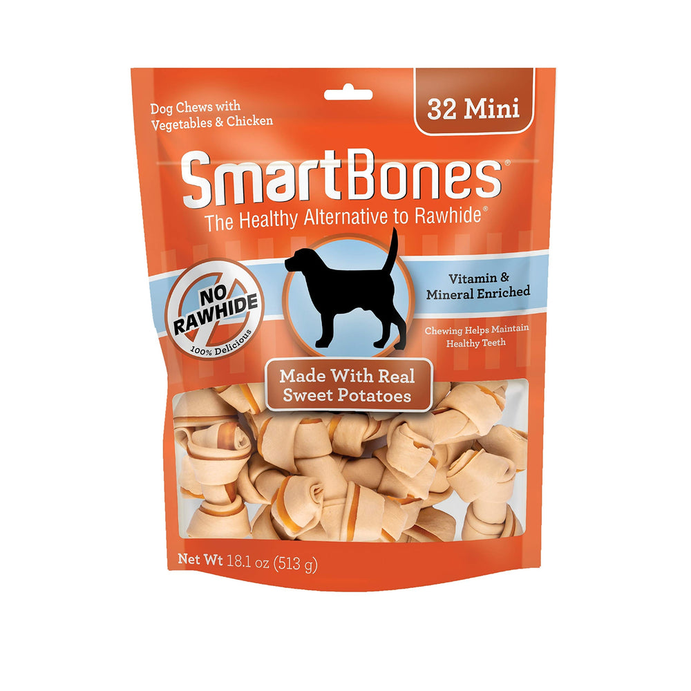 SmartBones emballage avant montrant 32 friandises, reassure la quantité