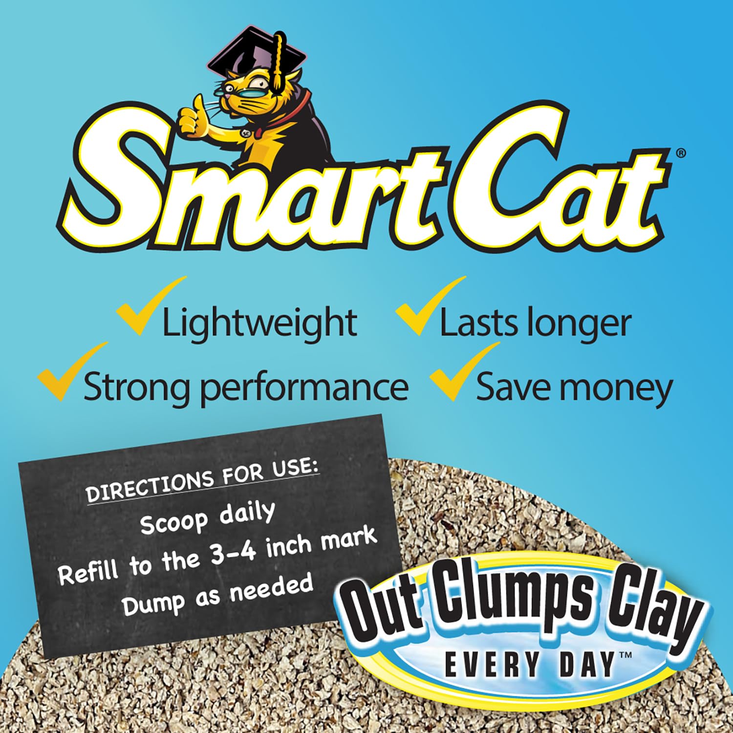 Étiquette SmartCat lisible montrant composition 100% herbe bénéfice naturel