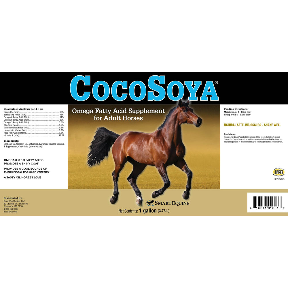 SMARTPAK SmartEquine CocoSoya gros plan sur la texture huileuse montrant l'aspect lisse nourrissant