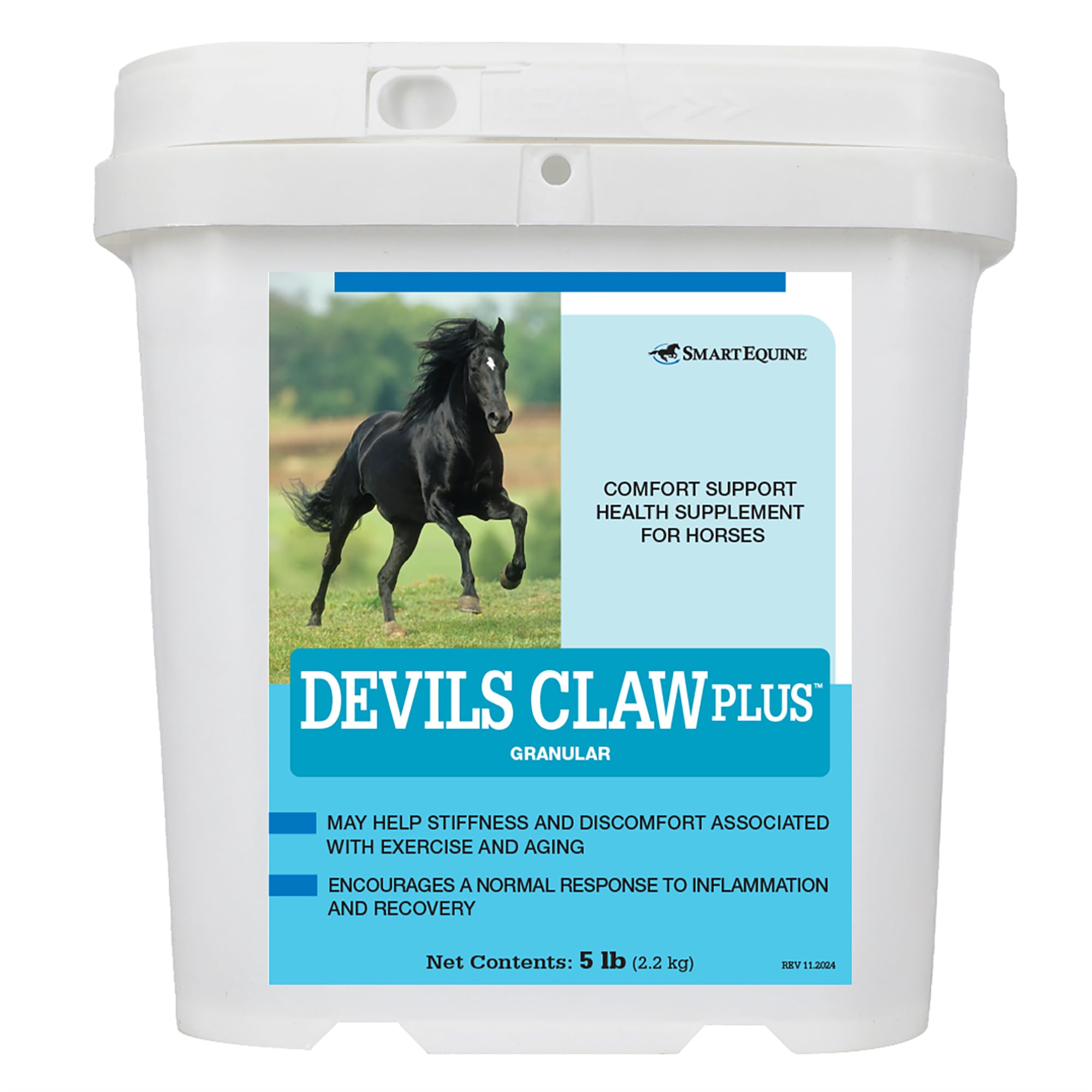 SMARTPAK paquet SmartEquine Devil's Claw Plus montrant l'étiquette et bénéfice confort