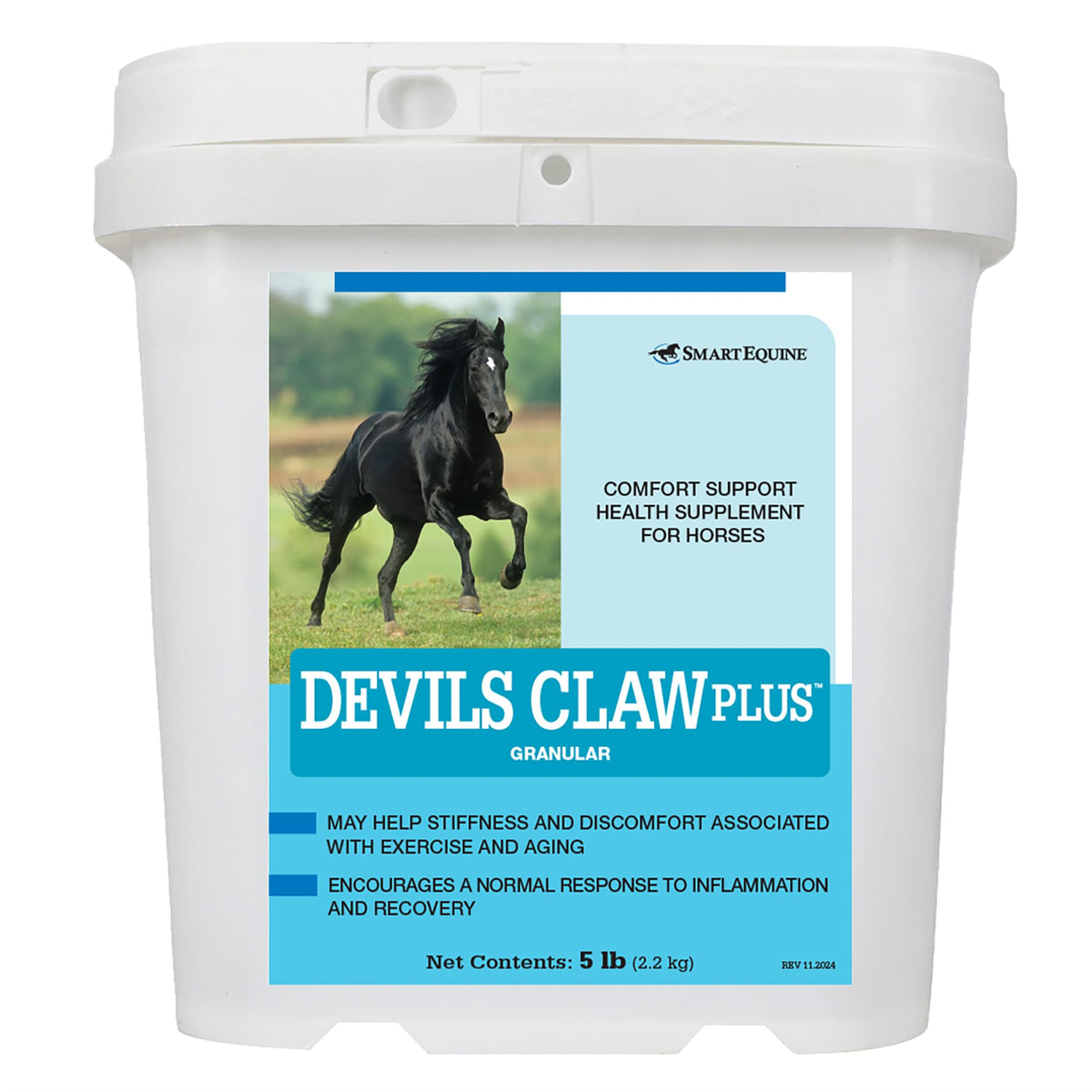 SMARTPAK paquet SmartEquine Devil's Claw Plus montrant l'étiquette et bénéfice confort