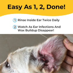 Smiling Paws application oreille chien démontrant nettoyage et confort