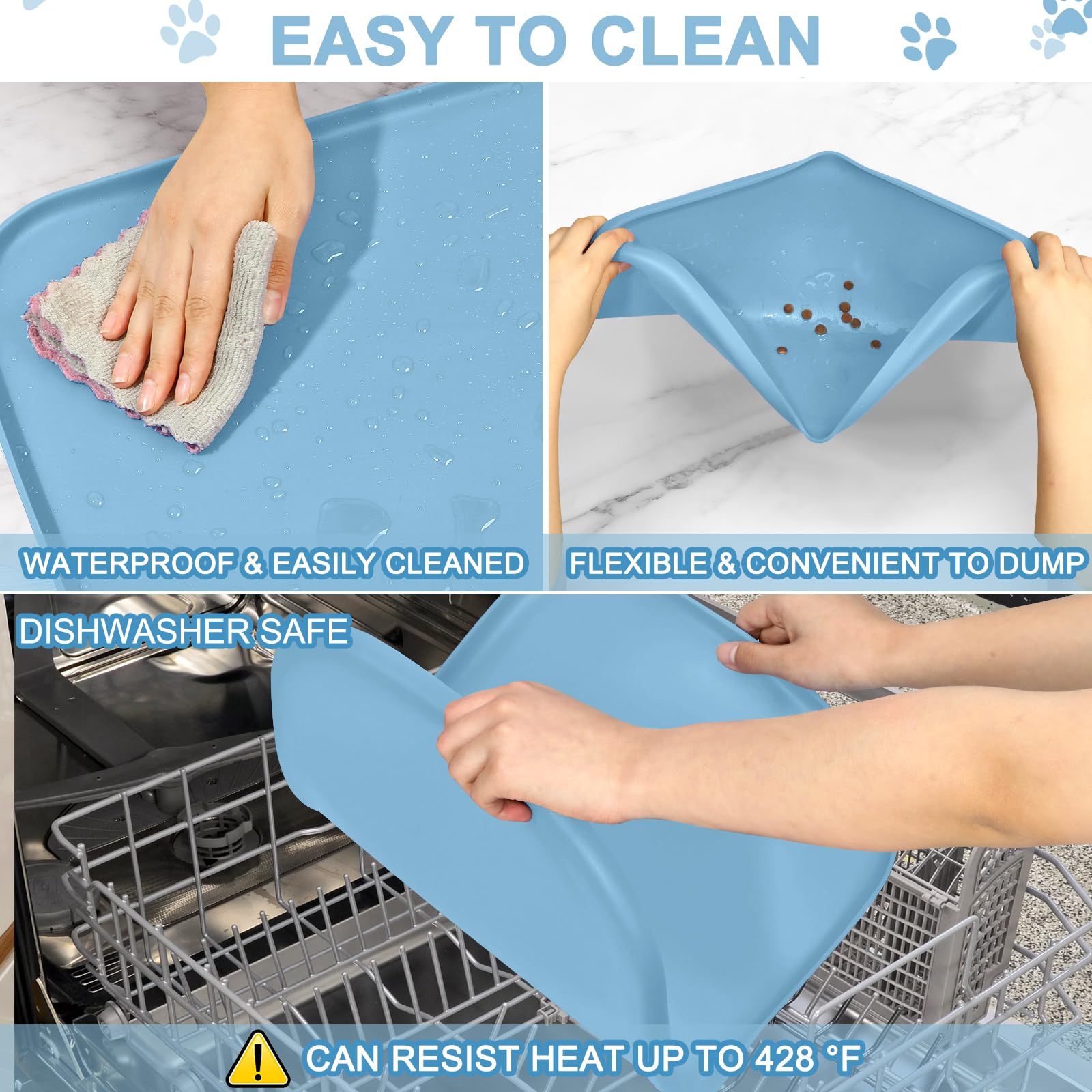 SMILOOL chat mange calmement sur tapis hygiénique et isolant