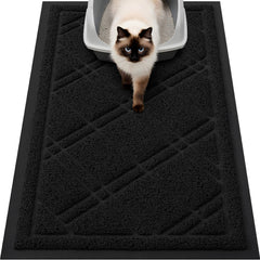 Smiry tapis face avant noir, protège le sol en retenant la litière