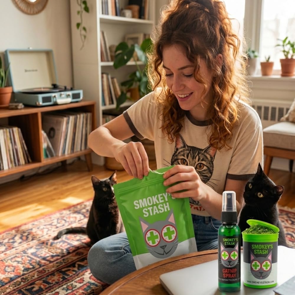 Smokey's Stash texture catnip gros plan montrant qualité et pureté