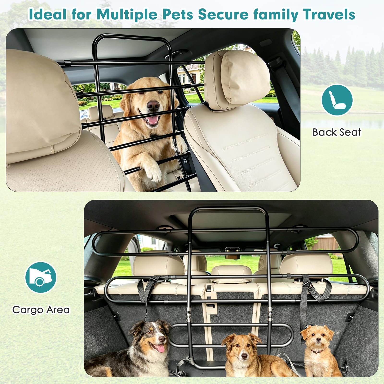 Snagle Paw scène de voyage familial avec chien, sécurité et tranquillité
